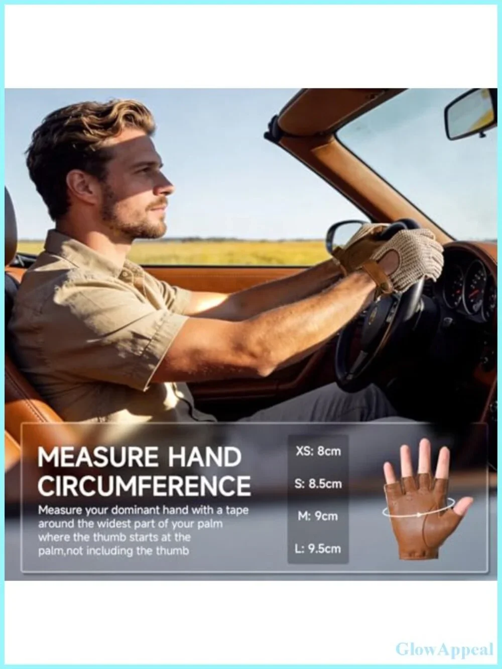 Fingerless Goatskin Leather Driving Gloves for Men and Women, Adjustable Wrist